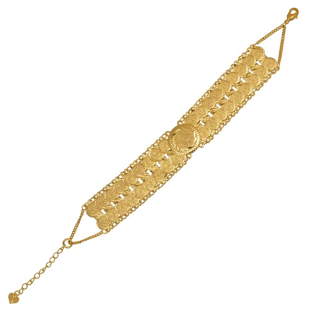 Gold Color Length 20CM New Metal Arab Coin Middle Eastern Bangle Bracelet African for Women Jewelry Gifts #J0886
Gold Color Length 20CM New Metal Arab Coin Middle Eastern Bangle Bracelet African for Women Jewelry Gifts #J0886