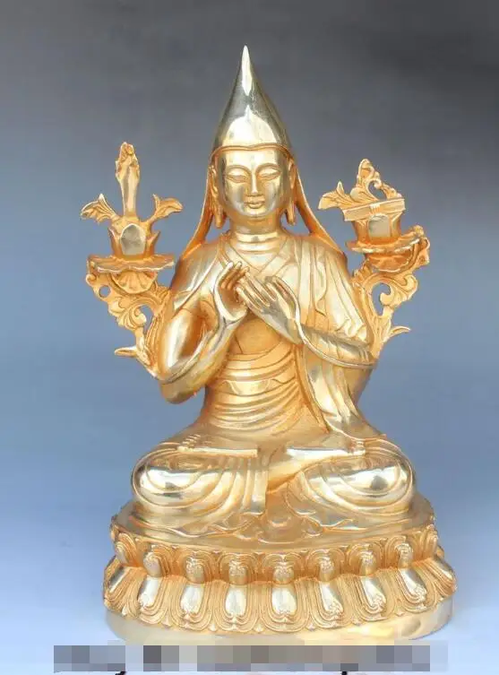 S4369 13" Tibet Buddhism Temple Bronze Gilt Seat Lotus Tsongkhapa Master Buddha Statue
S4369 13" Tibet Buddhism Temple Bronze Gilt Seat Lotus Tsongkhapa Master Buddha Statue