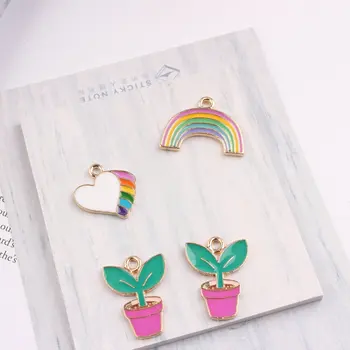 10PCS Gold Color Tone Zinc Alloy Jewelry Enamel Rainbow Heart Potted Plants Charm Fit DIY New Style Bracelets Jewelry Making
10PCS Gold Color Tone Zinc Alloy Jewelry Enamel Rainbow Heart Potted Plants Charm Fit DIY New Style Bracelets Jewelry Making