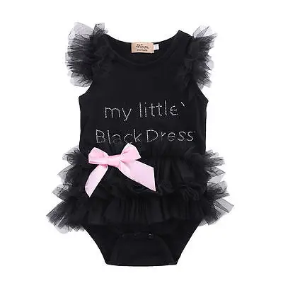 Детское черное платье с вышивкой для маленьких девочек костюмчик боди Песочник