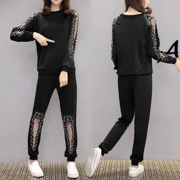 Women's suit 2019 spring new black long-sleeved pearl decoration plus fertilizer XL women's suit loose casual two-piece
Women's suit 2019 spring new black long-sleeved pearl decoration plus fertilizer XL women's suit loose casual two-piece
