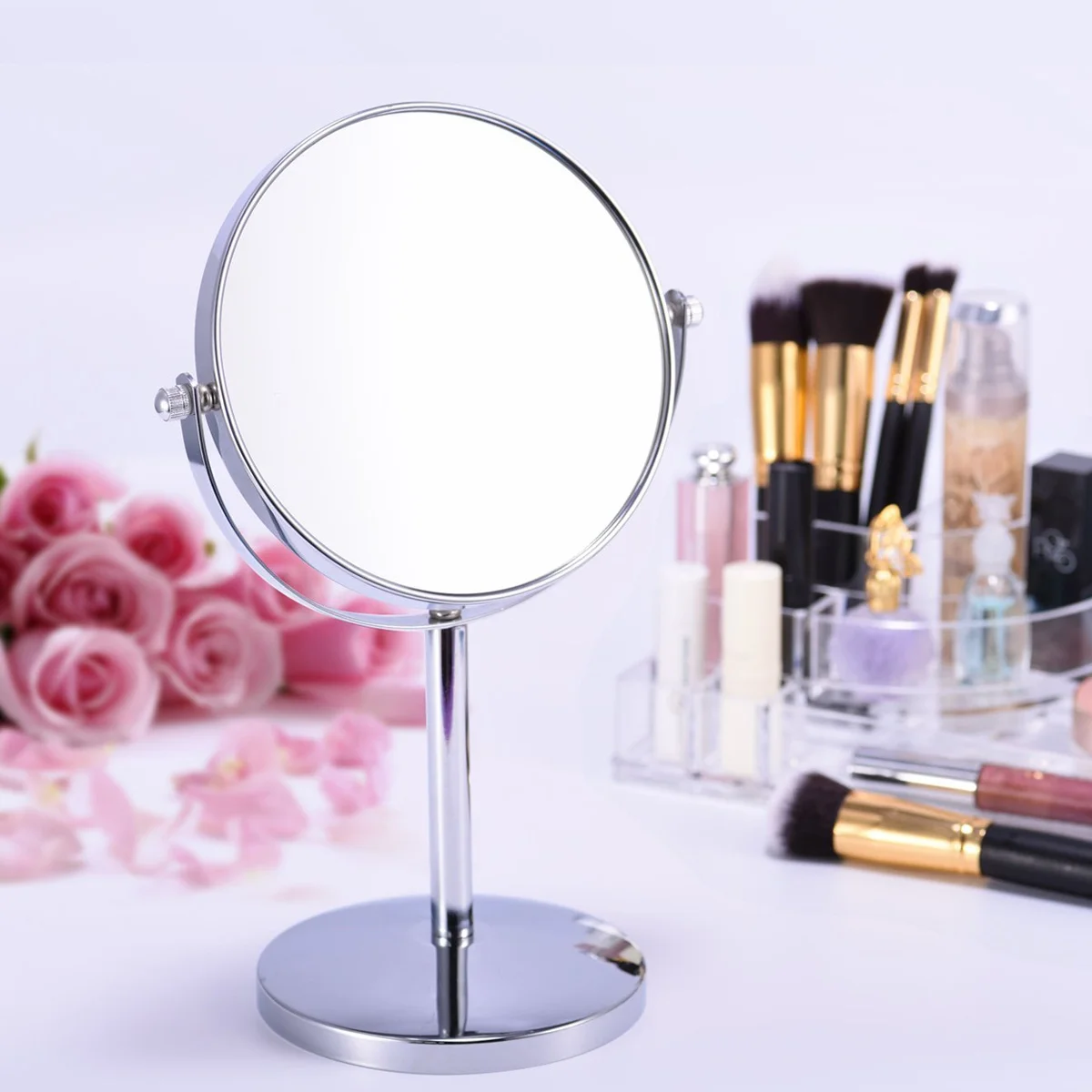 Double Sided Metal Magnifying Cosmetic Mirror Lady Table Desk Standing Dresser Make Up Mirror Round Desktop Rotating Mirror
Double Sided Metal Magnifying Cosmetic Mirror Lady Table Desk Standing Dresser Make Up Mirror Round Desktop Rotating Mirror