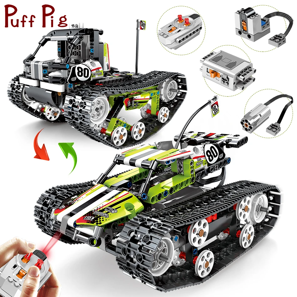 430PCS 2in1 legorreta Technic RC Tracked Racer Car Electric Motor Power Truck Vehicle Spielzeug Building Blocks Toys For Kids
430PCS 2in1 legorreta Technic RC Tracked Racer Car Electric Motor Power Truck Vehicle Spielzeug Building Blocks Toys For Kids