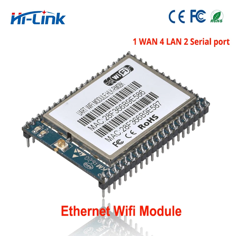 Free Shipping 1pcs embedded UART-ETH-WIFI module five ethernet port two serial port MT7688K chipset compatible hlk-rm04
Free Shipping 1pcs embedded UART-ETH-WIFI module five ethernet port two serial port MT7688K chipset compatible hlk-rm04