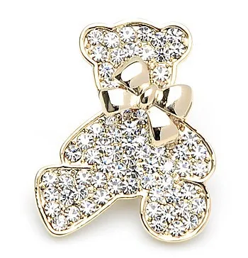 

OneckOha High Quality Decorative Garment Accessories Wedding Bridal Full Rhinestone Animal Teddy Bear Bowtie Brooch Pin