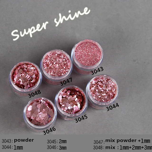 

10ml/Box 1 Box Rose Gold Nail Glitter Powder Sequins Mixed Nail Sparkles Laser Holo Glitter Dust Nail Art Decorations Nails Acce