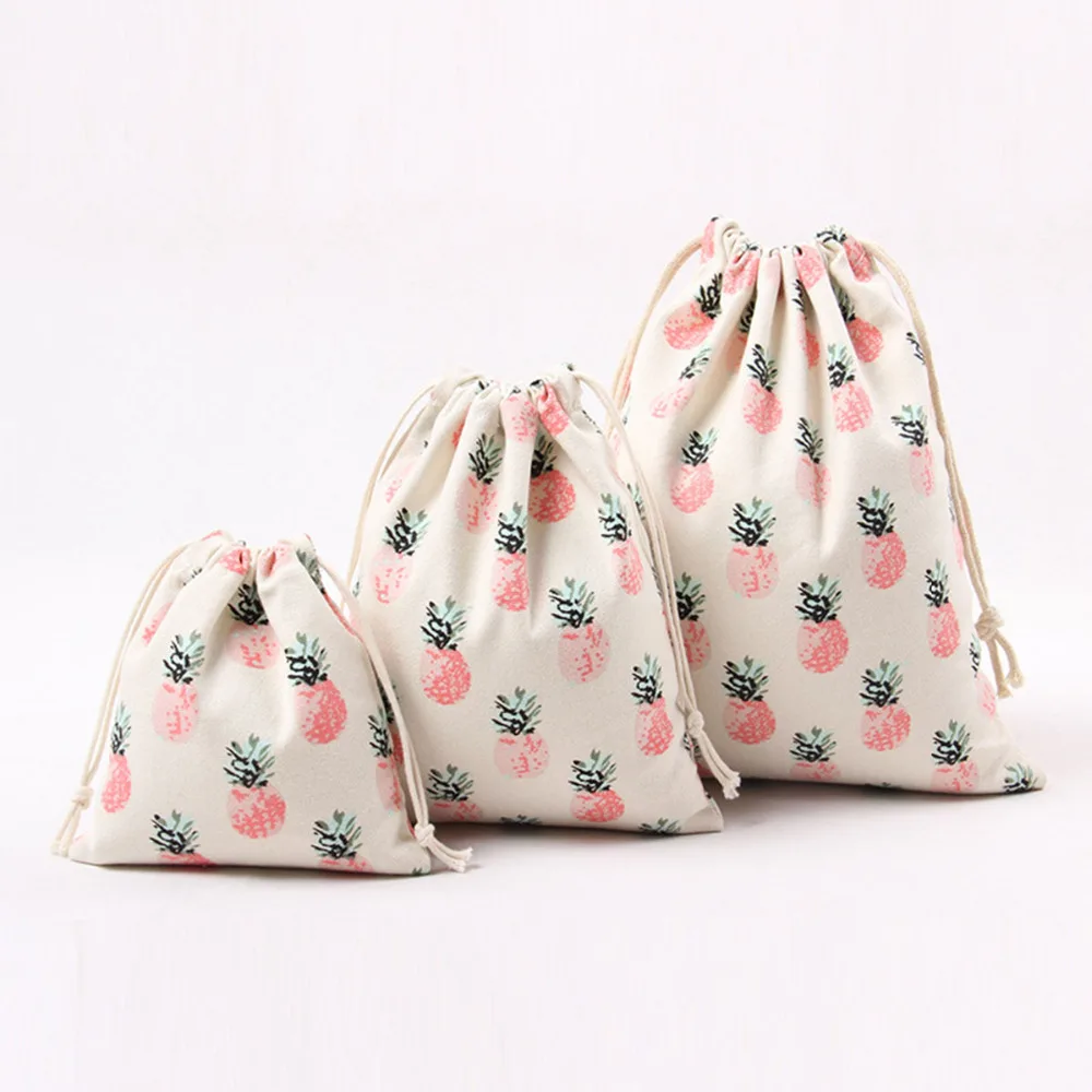 Розовый с рисунком ананаса 100% хлопок холст ткань пылезащитное тканевое сумка