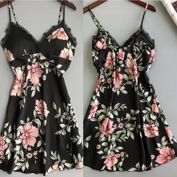Women Summer Imitation Silk Nightdress Lingerie Vintage Floral V-Neck Lace Trim Push Up Padded Sleepwear Bowknot Camis Nightgown
Women Summer Imitation Silk Nightdress Lingerie Vintage Floral V-Neck Lace Trim Push Up Padded Sleepwear Bowknot Camis Nightgown