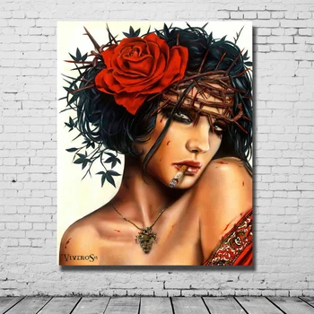 Frameless Handpainted Oil Painting on Canvas Smoking Nude sexy girl Brian red rose wall art picture for living room home decor
Frameless Handpainted Oil Painting on Canvas Smoking Nude sexy girl Brian red rose wall art picture for living room home decor