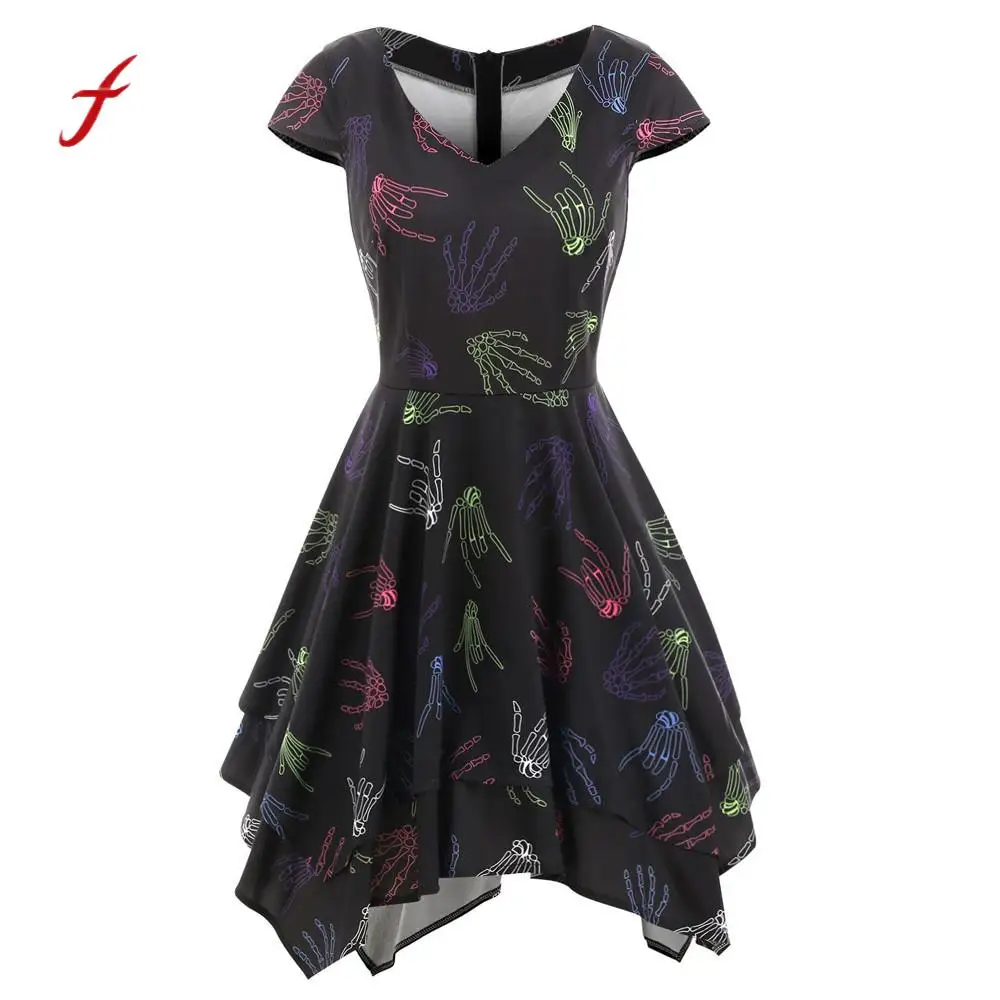 Women dress Halloween Skeleton Hands Handkerchief Printed Gown Long Dresses Boho Beach Dress Tunic Evening Party Dress
Women dress Halloween Skeleton Hands Handkerchief Printed Gown Long Dresses Boho Beach Dress Tunic Evening Party Dress