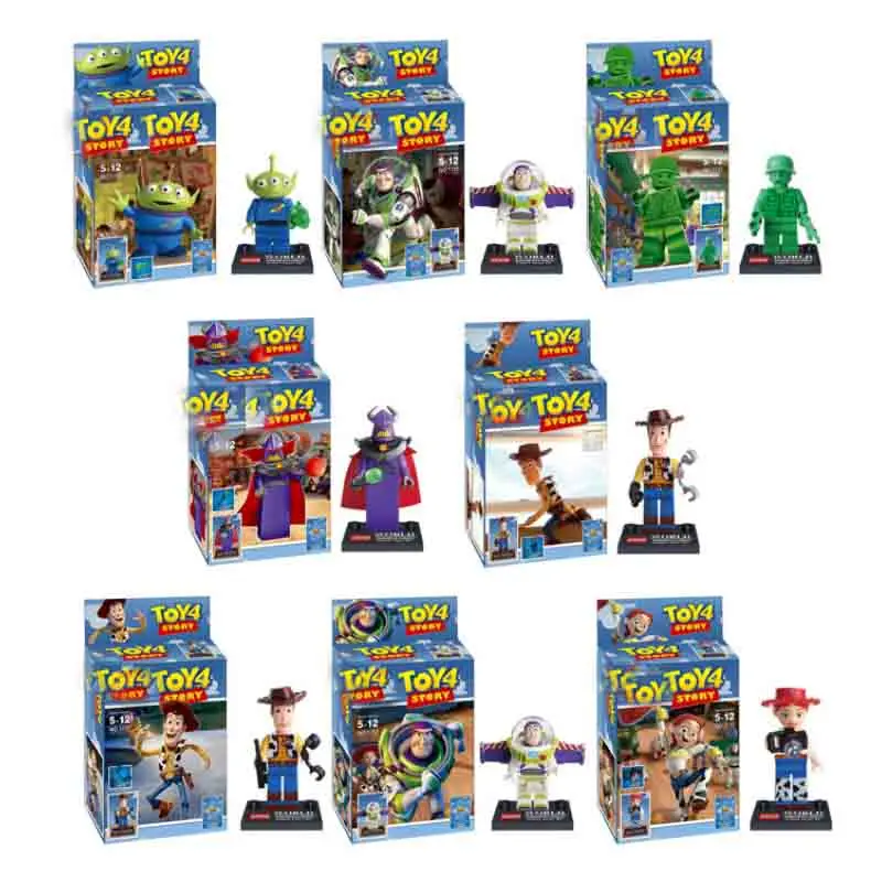 

Toys Story 4 Buzz Lightyear Woody Jessie Alien Ducky Bo Peep Bonnie Duke Caboom Building Blocks Model Figures Movie Toy
