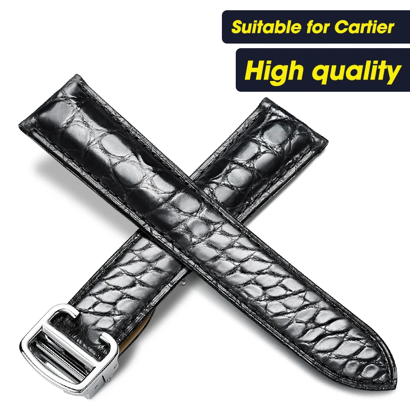 Alligator Grain Watch Strap Quick Release Genuine Crocodile Leather Waterproof Wrist Bands Deployment Buckle 18mm 20mm 22mm Male