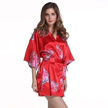 Red Plus Size Chinese Women's Satin Nightgown Short Robe Gown New Style Kimono Bathrobe Sexy Floral Night Dress Sleepwear G03
Red Plus Size Chinese Women's Satin Nightgown Short Robe Gown New Style Kimono Bathrobe Sexy Floral Night Dress Sleepwear G03