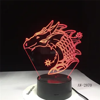 

Dragon Acrylic New 3D LED Table Lamp 7 Color Change USB 3D Night Light Room Decor Holiday Girlfriend Kids Toys Dropship AW-2870