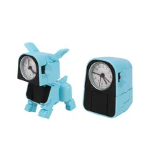 Horloge d'apprentissage enfant Mini chien horloge jouet mignon déformation réveil Robot jouets jouets pour enfants bébé chiot marche enfants jouets(China)