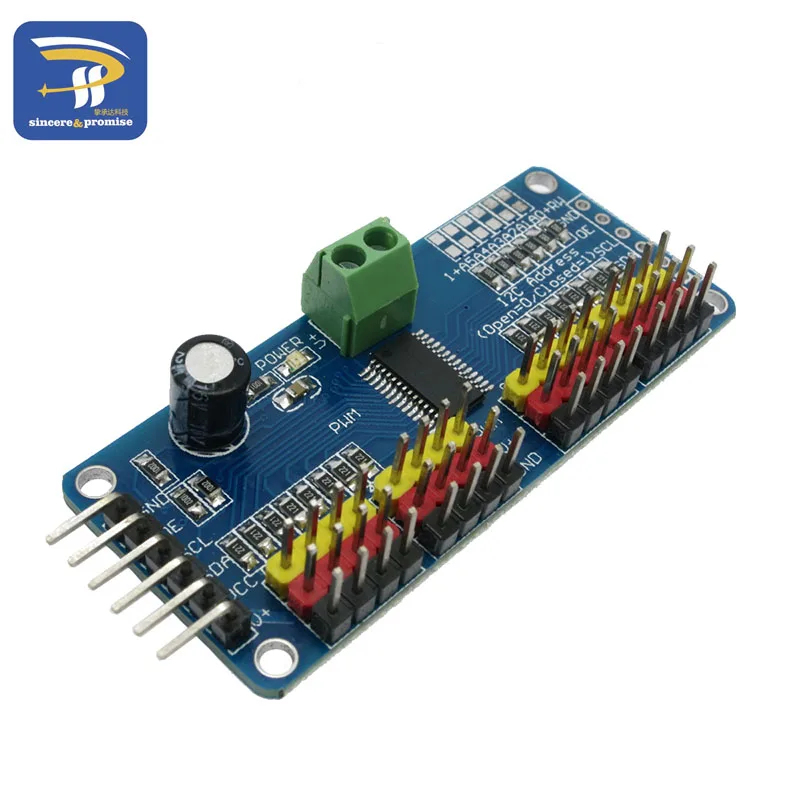 16 канальный 12 битный Модуль интерфейса PWM/Servo Driver I2C PCA9685 для Raspberry Pi защитный