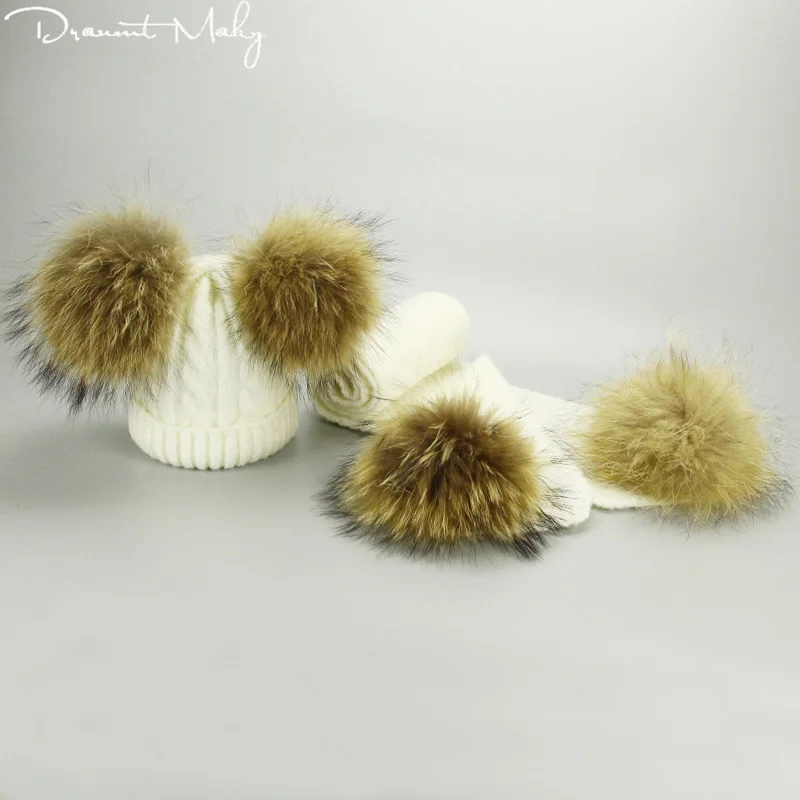 Children Winter Hat Scarf Set for Girls Boys Hat Real Raccoon Fur Pom Pom Beanies Kids Cap Knitted Winter Hat Wholesale Skullies
Children Winter Hat Scarf Set for Girls Boys Hat Real Raccoon Fur Pom Pom Beanies Kids Cap Knitted Winter Hat Wholesale Skullies