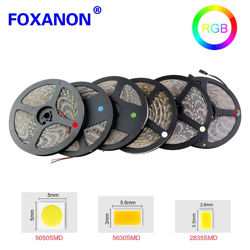 Foxanon 5M - 30M RGB led strip light 5050 5630 2835 led 12V led ribbon diode tape for ceiling cabinet christmas holiday decor
Foxanon 5M - 30M RGB led strip light 5050 5630 2835 led 12V led ribbon diode tape for ceiling cabinet christmas holiday decor
