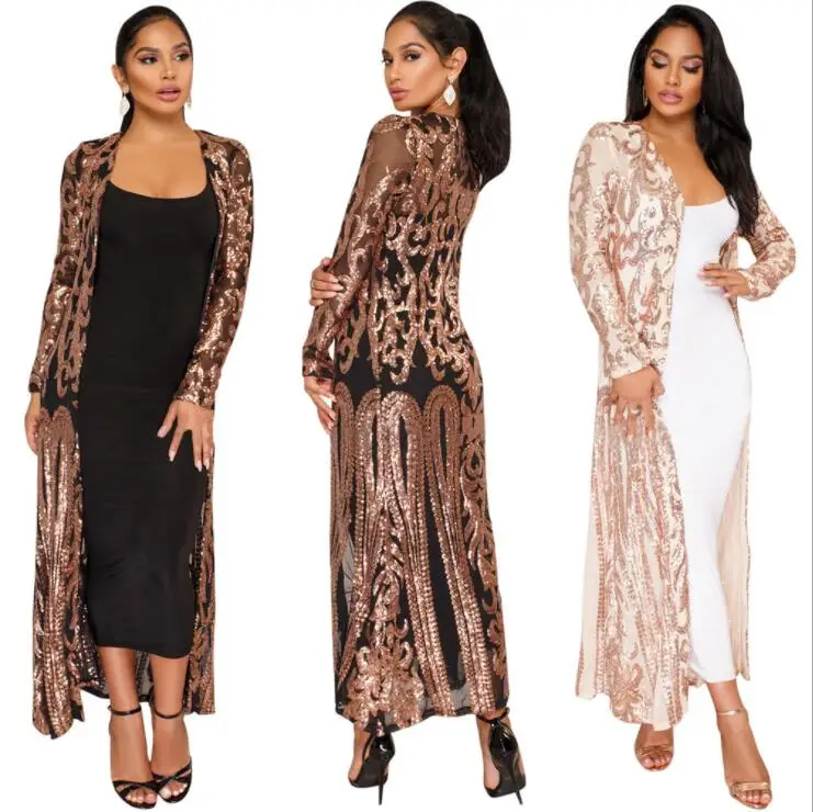 Cakucool Sequins Embroid Extra Long Open Stitch Women Shiny Sexy Lace Mesh Half See-through Outwear Sexy Slim Jacket Femme Plus
Cakucool Sequins Embroid Extra Long Open Stitch Women Shiny Sexy Lace Mesh Half See-through Outwear Sexy Slim Jacket Femme Plus