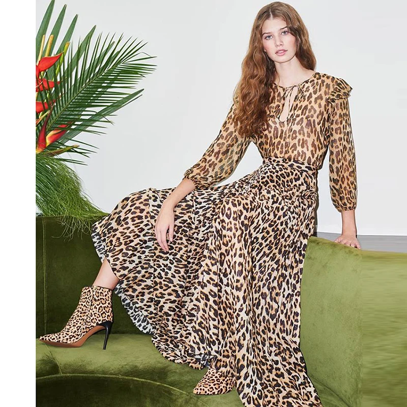 HIGH QUALITY New Fashion 2019 Designer Runway Maxi Dress Women's 3/4 Sleeve Leopard Print Long Dress with Belt
HIGH QUALITY New Fashion 2019 Designer Runway Maxi Dress Women's 3/4 Sleeve Leopard Print Long Dress with Belt
