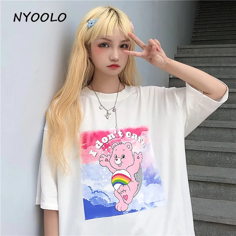 NYOOLO Summer cartoon Rainbow Cute Bear Letters print Girl tee shirt Casual streetwear Short Sleeve T-Shirt women clothing top
NYOOLO Summer cartoon Rainbow Cute Bear Letters print Girl tee shirt Casual streetwear Short Sleeve T-Shirt women clothing top
