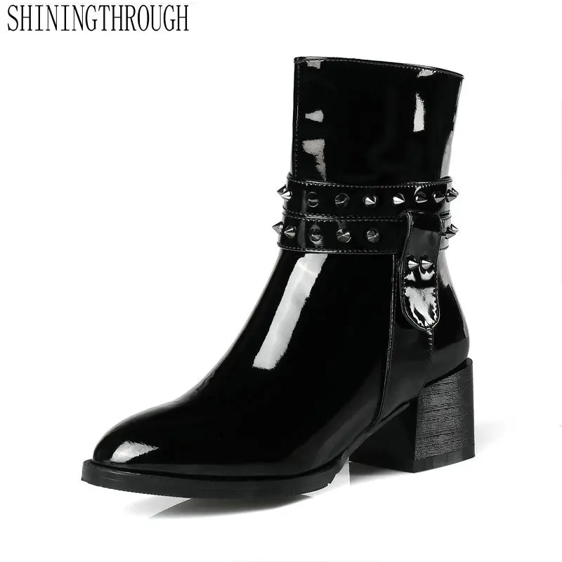 Genuine Leather Ankle Fashion The Rivet Women Boots Sexy High Heel Square High Heel Women Shoes Spring Autumn Party Shoes
Genuine Leather Ankle Fashion The Rivet Women Boots Sexy High Heel Square High Heel Women Shoes Spring Autumn Party Shoes