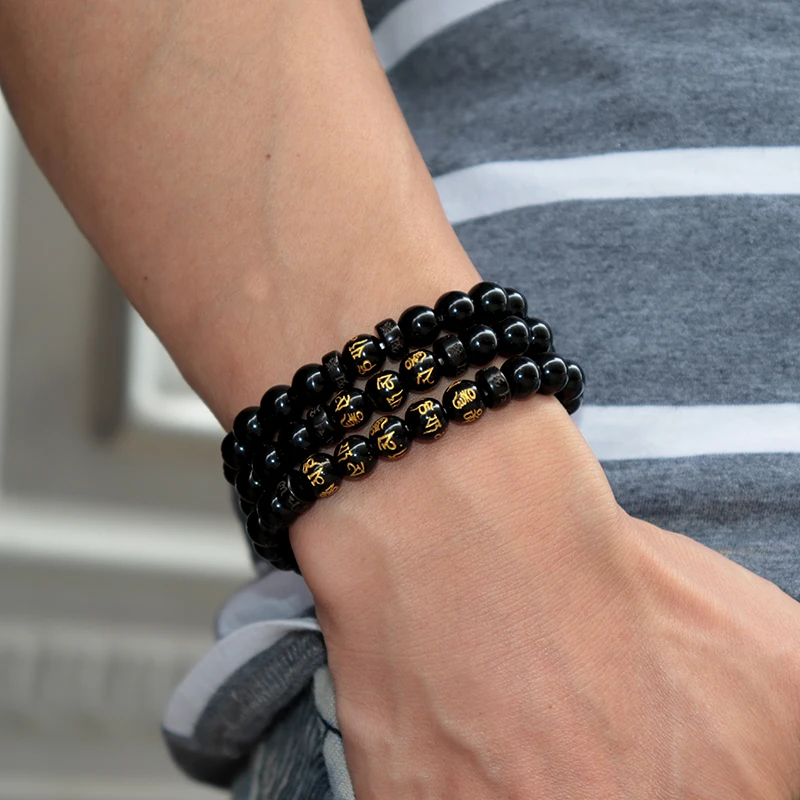 New Arrival Six Character Buddha Beads Bracelet Male Femme Black Smooth Obsidian Braslet Wood Braclet Yoga Meditation Jewelry
New Arrival Six Character Buddha Beads Bracelet Male Femme Black Smooth Obsidian Braslet Wood Braclet Yoga Meditation Jewelry