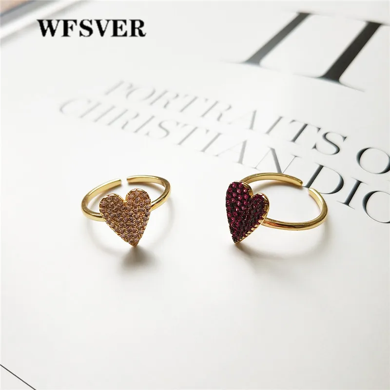 WFSVER 925 sterling silver jewelry heart-shaped ring for women gold color with white/purple crystal ring opening adjustable
WFSVER 925 sterling silver jewelry heart-shaped ring for women gold color with white/purple crystal ring opening adjustable