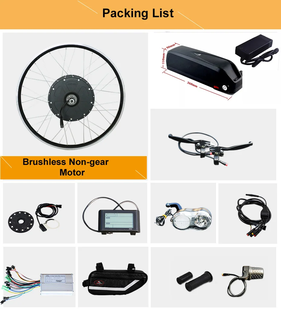 Flash Deal 48V 1000W Powerful Electric Bike Kit with 10-20ah Lithium Battery Blushless Rear Motor Wheel for 26" 700C Ebike Electronic Kit 4