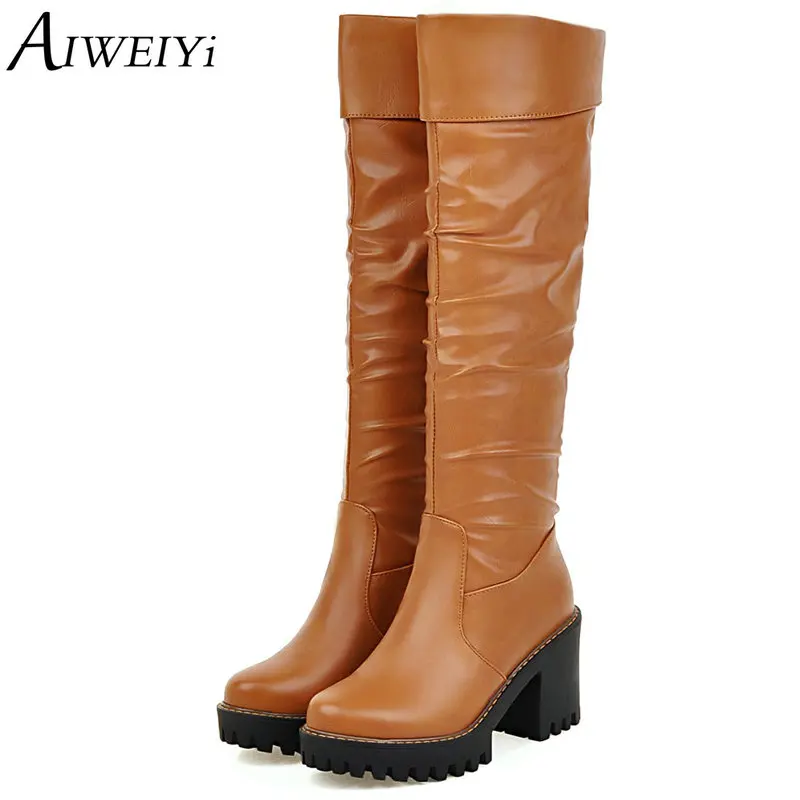 AIWEIYi 2019 Ladies Autumn Winter Boots Square High Heels Women Knee High Boots Black Brown Woman Motorcycle Boots Size 34-43
AIWEIYi 2019 Ladies Autumn Winter Boots Square High Heels Women Knee High Boots Black Brown Woman Motorcycle Boots Size 34-43