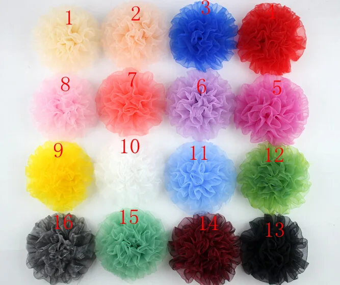 

Freeshipping 60pcs/lot Fashion diy rosette flowers for headbands hair flowers carnation tulle flower accesories hair