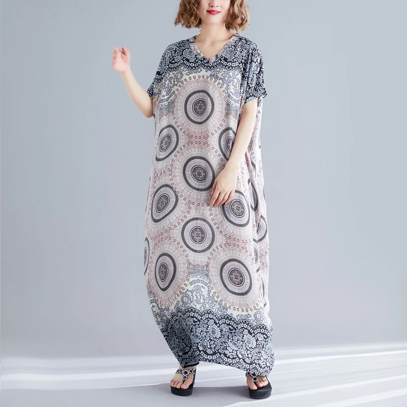 Fashion 2019 New Plus Size Women Dresses Casual Cotton Linen Loose Summer Dress Short Sleeve V-Neck Print Vintage Dress
Fashion 2019 New Plus Size Women Dresses Casual Cotton Linen Loose Summer Dress Short Sleeve V-Neck Print Vintage Dress