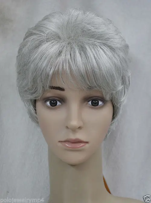 100% Picture full lace wig New Fashion Cosplay silver mix Short Curly Women Hair WigAAA Hot heat resistant Party cosplays |