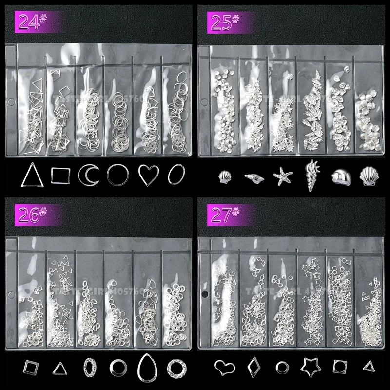 1 Pack Mix 6 Shape Silver Sea Shell Geometry Frame 3D Metal Studs Nail Art Alloy Gems Decorations Manicure DIY Tips 24-28#
1 Pack Mix 6 Shape Silver Sea Shell Geometry Frame 3D Metal Studs Nail Art Alloy Gems Decorations Manicure DIY Tips 24-28#