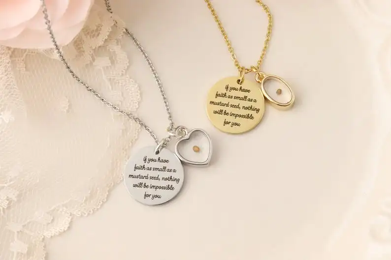 Mustard Seed Necklace,Inspirational Christian Gift,Faith jewelry,Faith as small as a mustard seed,choose color,Real Mustard Seed
Mustard Seed Necklace,Inspirational Christian Gift,Faith jewelry,Faith as small as a mustard seed,choose color,Real Mustard Seed