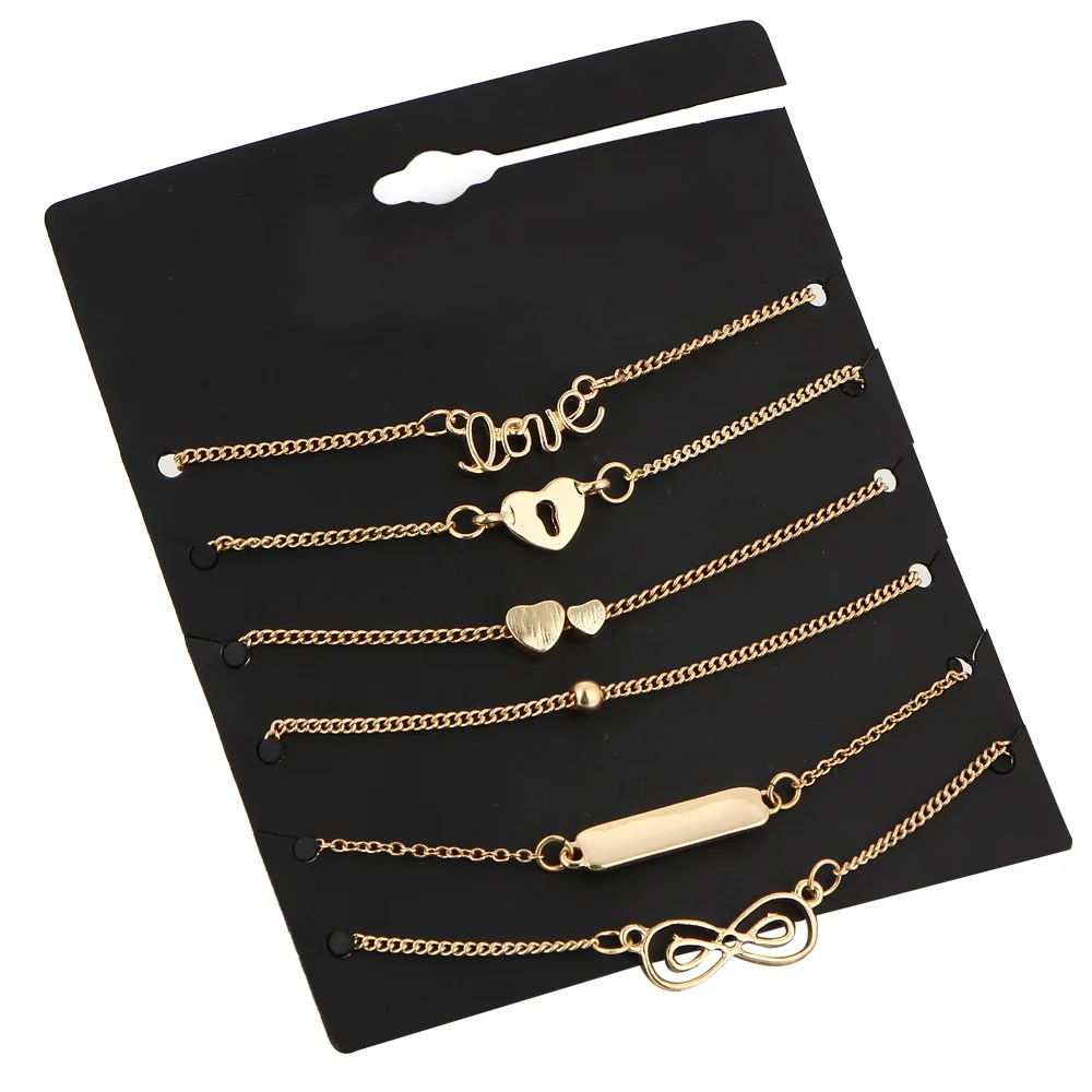 Fanqieliu Hot Women's Charm Bracelet Fashion 6pcs Bundle Sale Gold Color Heart Charms Bracelets Bracelet Set For Women FQL751
Fanqieliu Hot Women's Charm Bracelet Fashion 6pcs Bundle Sale Gold Color Heart Charms Bracelets Bracelet Set For Women FQL751