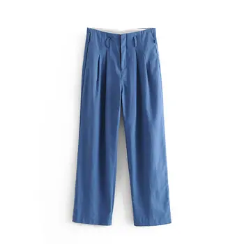 2019 autumn casual blue pants women high waist pants linen womens clothing trousers women
2019 autumn casual blue pants women high waist pants linen womens clothing trousers women