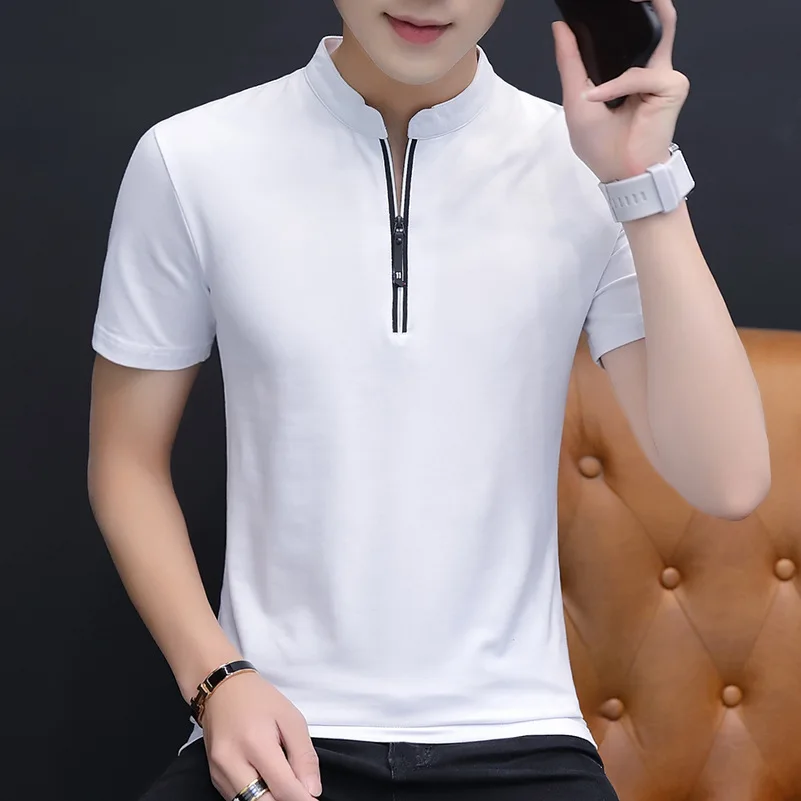 2019 Summer Short Sleeve Polo Solid Slim Shirt Men Cotton Grey Black Casual Polos Breathable Zipper White Shirt Mens Clothing
2019 Summer Short Sleeve Polo Solid Slim Shirt Men Cotton Grey Black Casual Polos Breathable Zipper White Shirt Mens Clothing