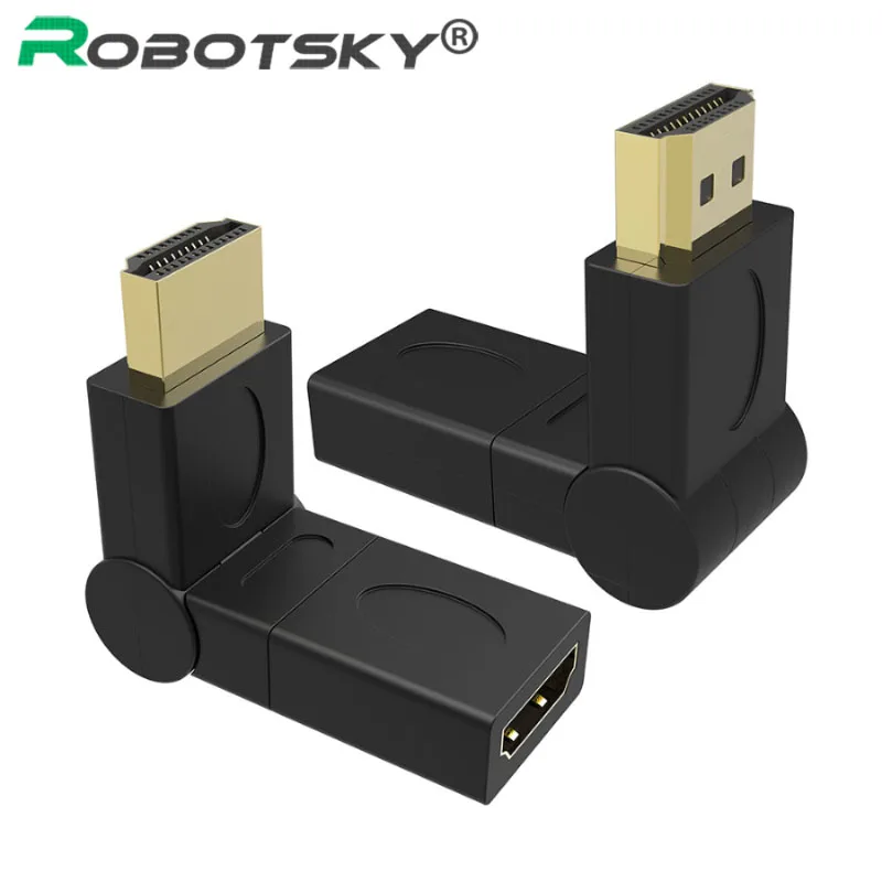 Robotsky New style HDMI 1.4 Angled Type HDMI to HDMI Male to Female 90 180 360 Degree Rotating Adapter Connector XC1218
Robotsky New style HDMI 1.4 Angled Type HDMI to HDMI Male to Female 90 180 360 Degree Rotating Adapter Connector XC1218