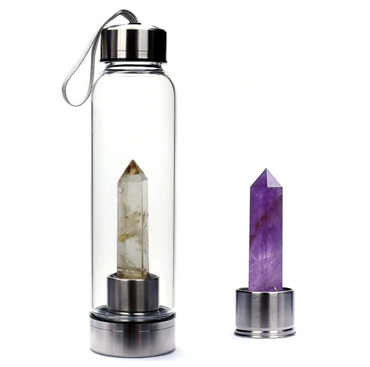 2019 New Creative Natural Quartz Crystal 304 Stainless Steel Glass Elixir Water Bottle Hexagon Column Magic Point Wand Healing
2019 New Creative Natural Quartz Crystal 304 Stainless Steel Glass Elixir Water Bottle Hexagon Column Magic Point Wand Healing