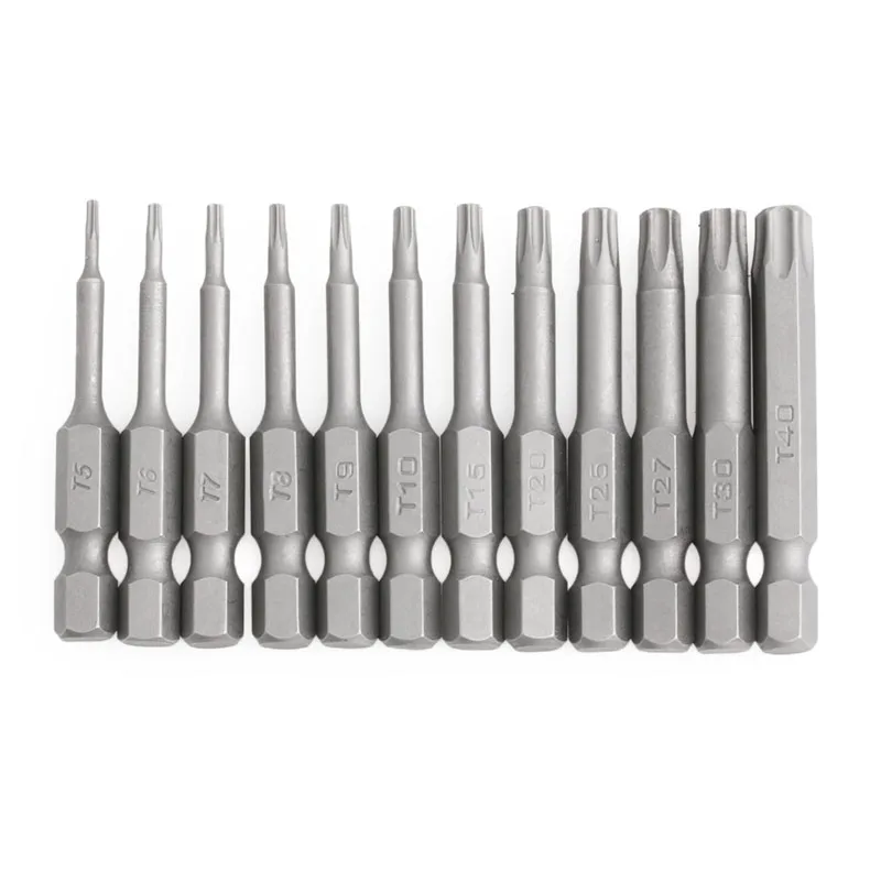 2019 New 12 PCS 1/4 Inch 50mm T5, T6, T7, T8, T9, T10, T15, T20, T25, T27, T30, T40 Magnetic Torx Screwdriver Bits Kit
2019 New 12 PCS 1/4 Inch 50mm T5, T6, T7, T8, T9, T10, T15, T20, T25, T27, T30, T40 Magnetic Torx Screwdriver Bits Kit