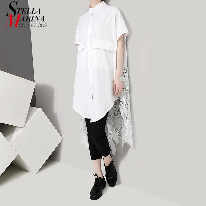 2019 Korean Style Women Solid White Blouse Shirt Long Back Lace Stitch Lady Casual Plus Size Feminine Shirts chemise femme 5076
2019 Korean Style Women Solid White Blouse Shirt Long Back Lace Stitch Lady Casual Plus Size Feminine Shirts chemise femme 5076