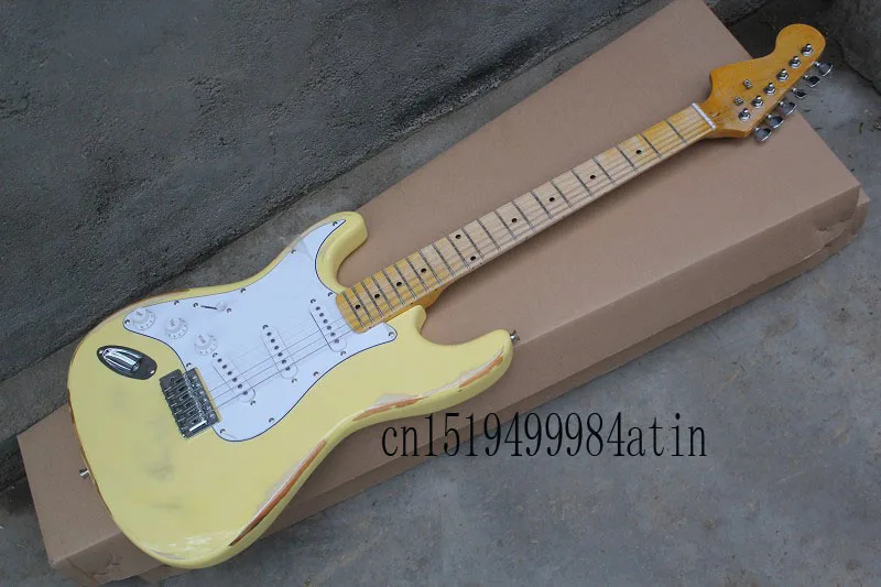 Top Quality F Stratocaster with synchronized Imitation of the old one Yellow Signature Left handed Electric Guitar @22
Top Quality F Stratocaster with synchronized Imitation of the old one Yellow Signature Left handed Electric Guitar @22