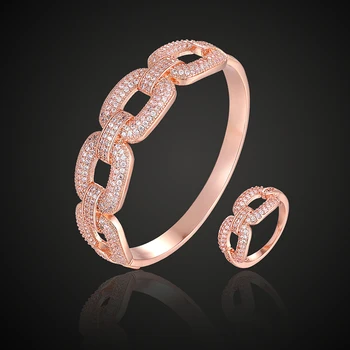 Theresa Brand Copper zircon chain Bangle&Rings Set For Wedding Jewelry Women's Gold-color Bangle Rings Accessory Sets Men Bangle
Theresa Brand Copper zircon chain Bangle&Rings Set For Wedding Jewelry Women's Gold-color Bangle Rings Accessory Sets Men Bangle