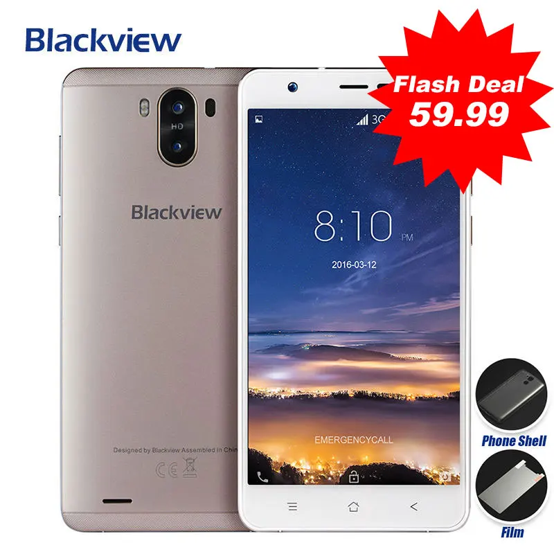 

Blackview R6 lite Mobile phone 8MP Dual Rear Camera Android 7.0 5.5HD 1GB RAM 16GB ROM MTK6580 Quad core 3g WCDMA GPS Cell phone