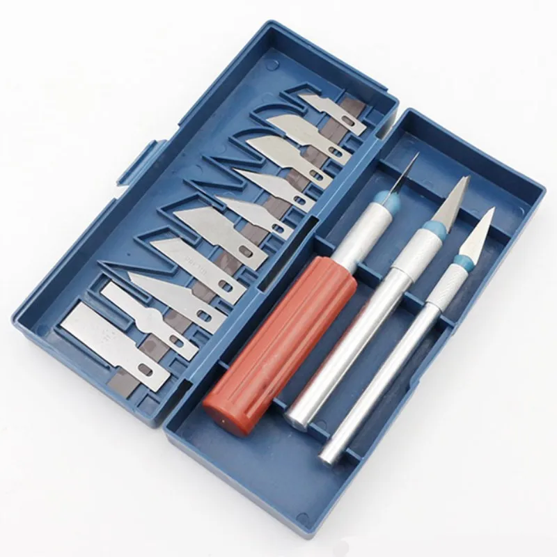 16pc Exacto Style Multi-function Hobby Knife Crafts Carving Cutter Graver Sculpting Art Tool Set 13 Blades+3 Handle
16pc Exacto Style Multi-function Hobby Knife Crafts Carving Cutter Graver Sculpting Art Tool Set 13 Blades+3 Handle