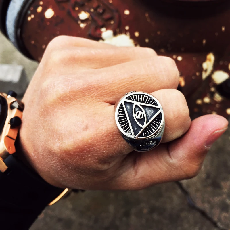 Mens Rings Classic Style Stainless Steel Men Trendy Triangle Punk All Seeing Eye Ring Masonic Ring Masonic Symbol Jewelry
Mens Rings Classic Style Stainless Steel Men Trendy Triangle Punk All Seeing Eye Ring Masonic Ring Masonic Symbol Jewelry