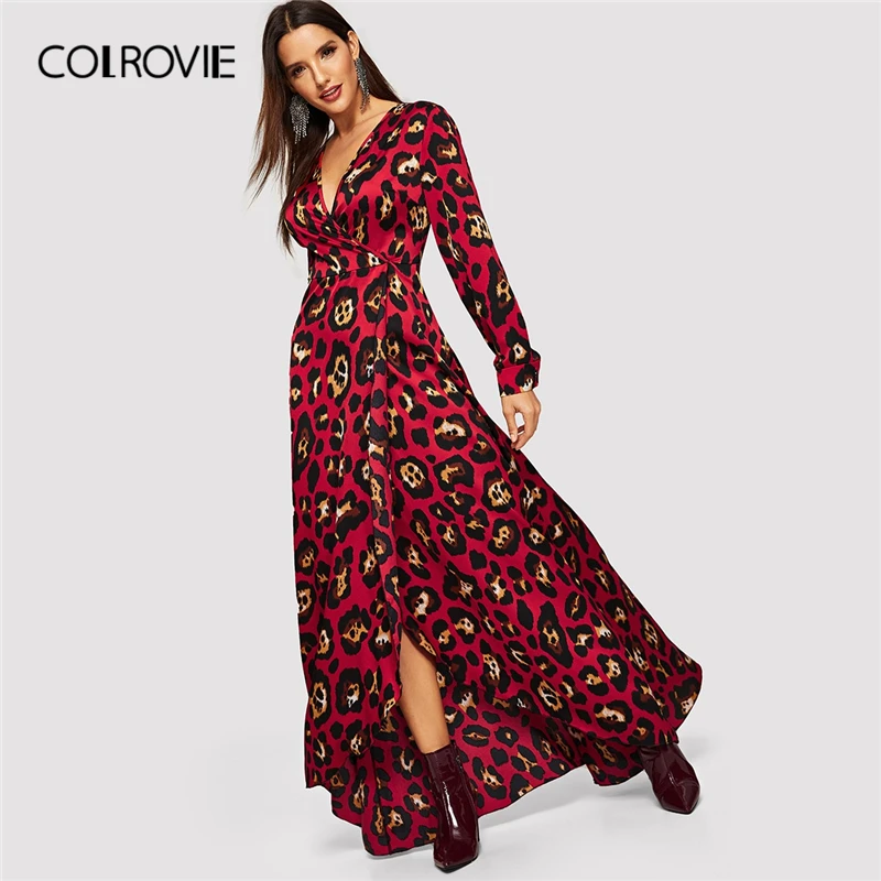 COLROVIE V Neck Leopard Print Surplice Wrap Christmas Dress Women 2019 Spring Long Sleeve Party Maxi Dress Korean Elegant Dress
COLROVIE V Neck Leopard Print Surplice Wrap Christmas Dress Women 2019 Spring Long Sleeve Party Maxi Dress Korean Elegant Dress