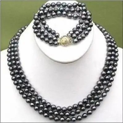 Wholesale price 16new ^^^^ HOT 3 row 8-9mm tahitian black pearl bracelet necklace 14KGP/20
Wholesale price 16new ^^^^ HOT 3 row 8-9mm tahitian black pearl bracelet necklace 14KGP/20