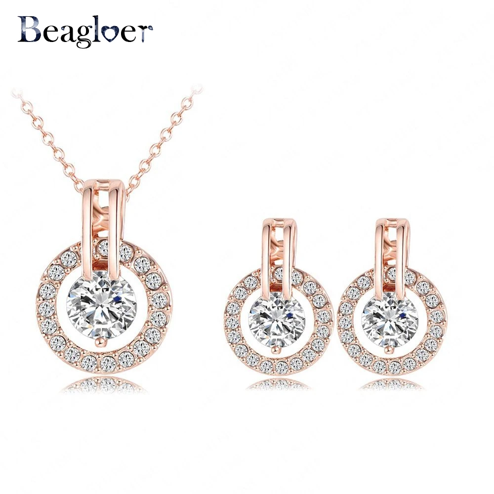 Beagloer Classic Jewelry Set Rose Gold Color Austrian Crystal Necklace Pendant/Earring Set For Women ST0017-A-2 Size 12*18mm
Beagloer Classic Jewelry Set Rose Gold Color Austrian Crystal Necklace Pendant/Earring Set For Women ST0017-A-2 Size 12*18mm